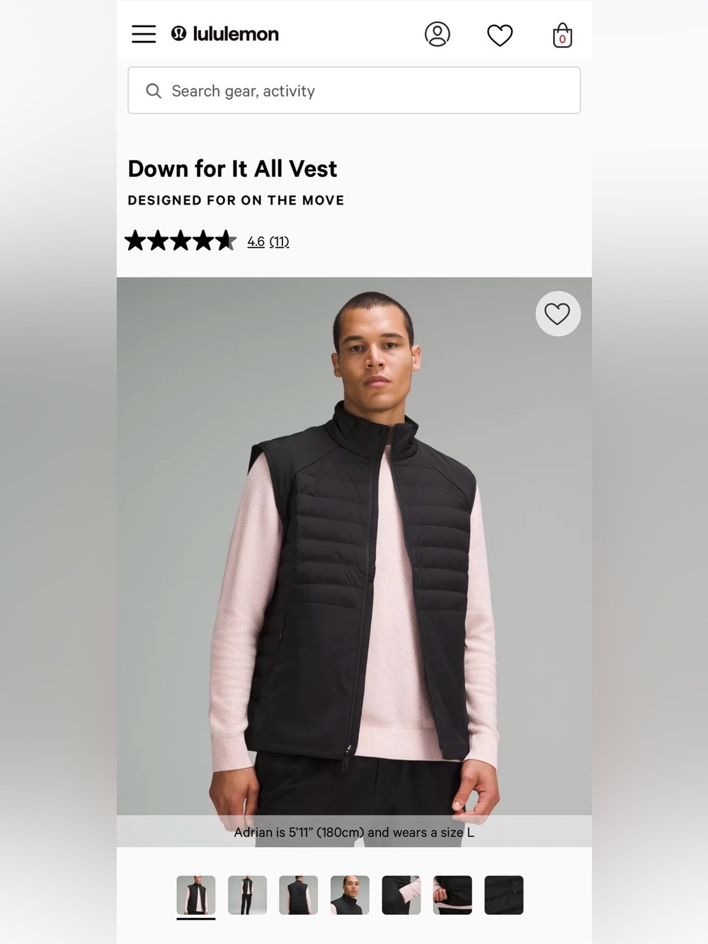 lululemon athletica Down for It All Vest - Black Size XL